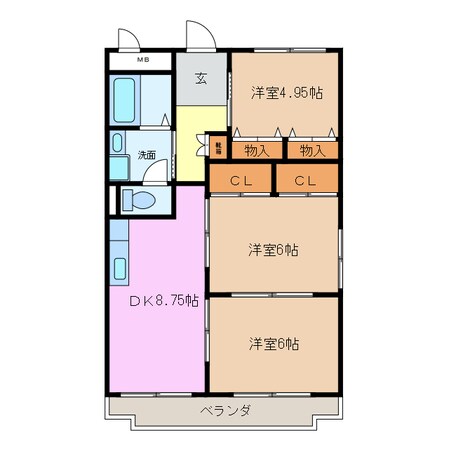 サンパレス緑ヶ丘Ｂの物件間取画像